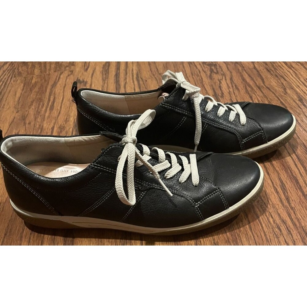 ECCO Black Chase Leather Low Top Sneakers Men's 8-8.5 EU 41 Casual Preppy EUC